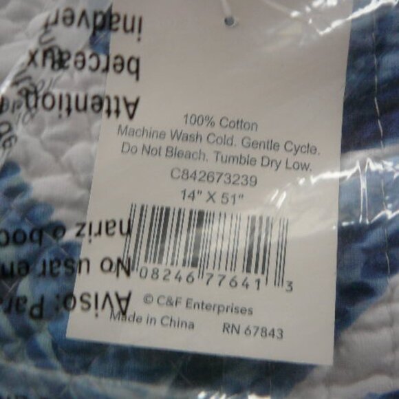 C&F Home Bridgewater Blue Starfish Seashell Coastal Beach Table Runner-14"x51" - Picture 3 of 3